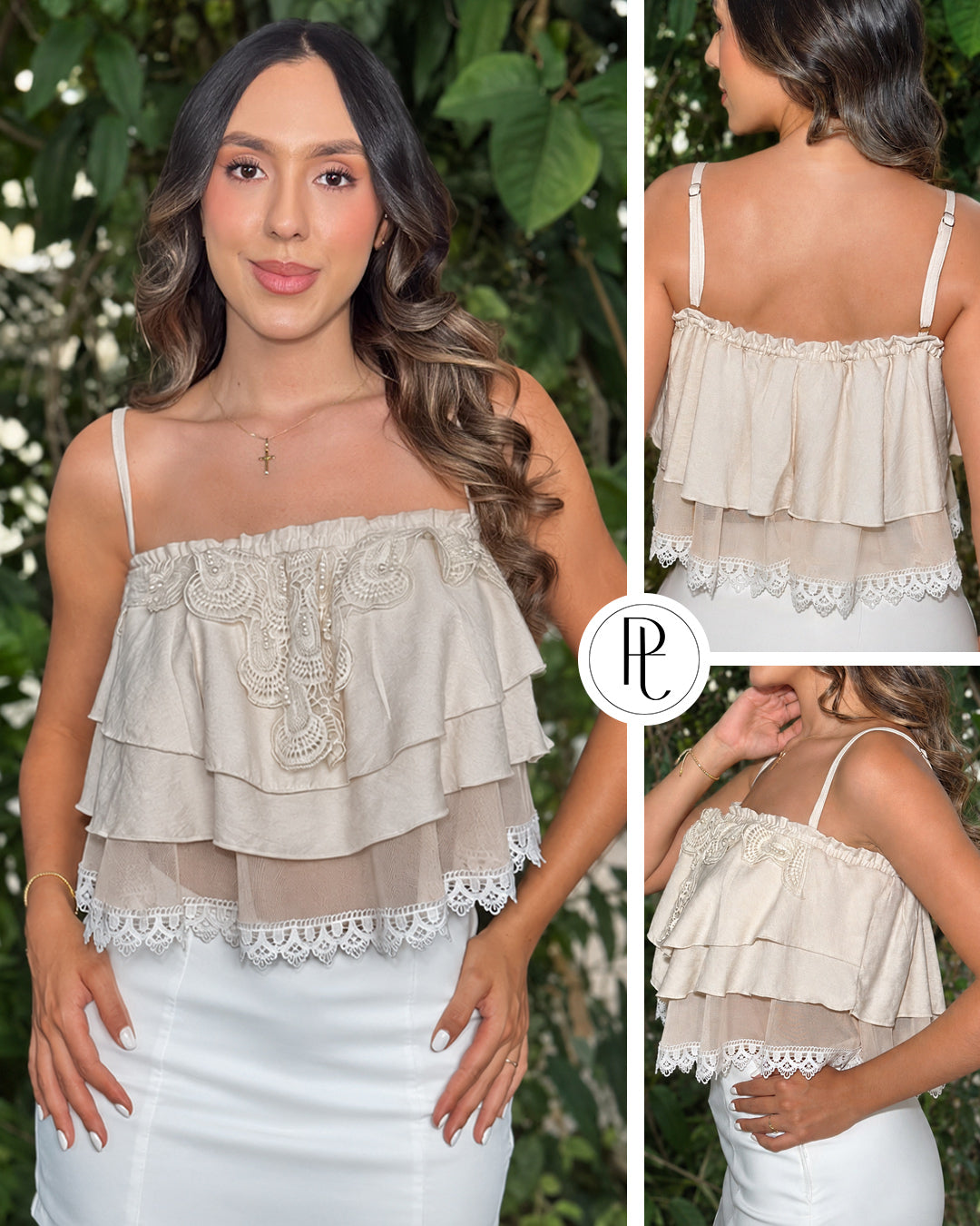 P3990 BLUSA LINO CAMEL