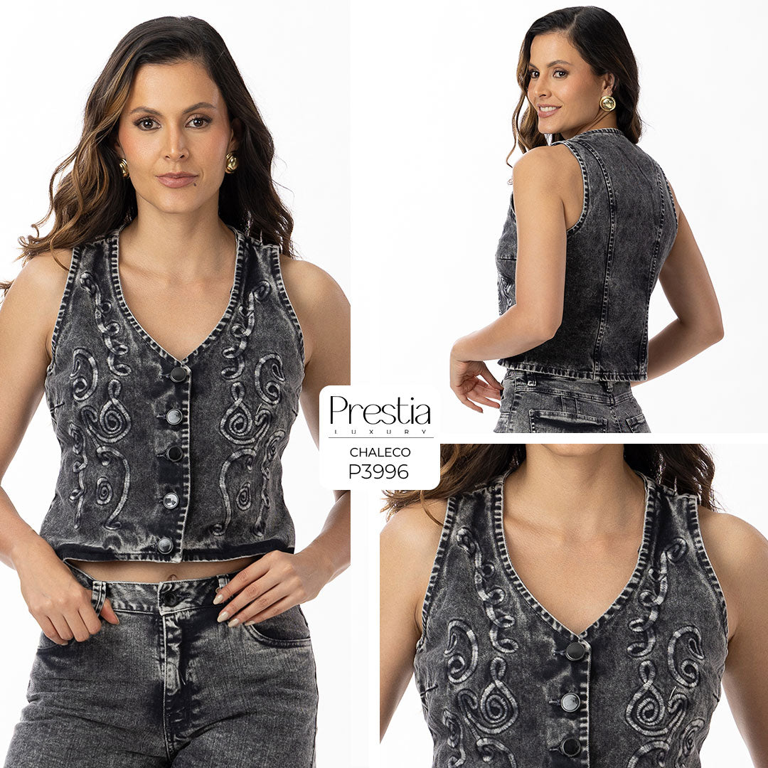 P3996 CHALECO DRILL NEGRO