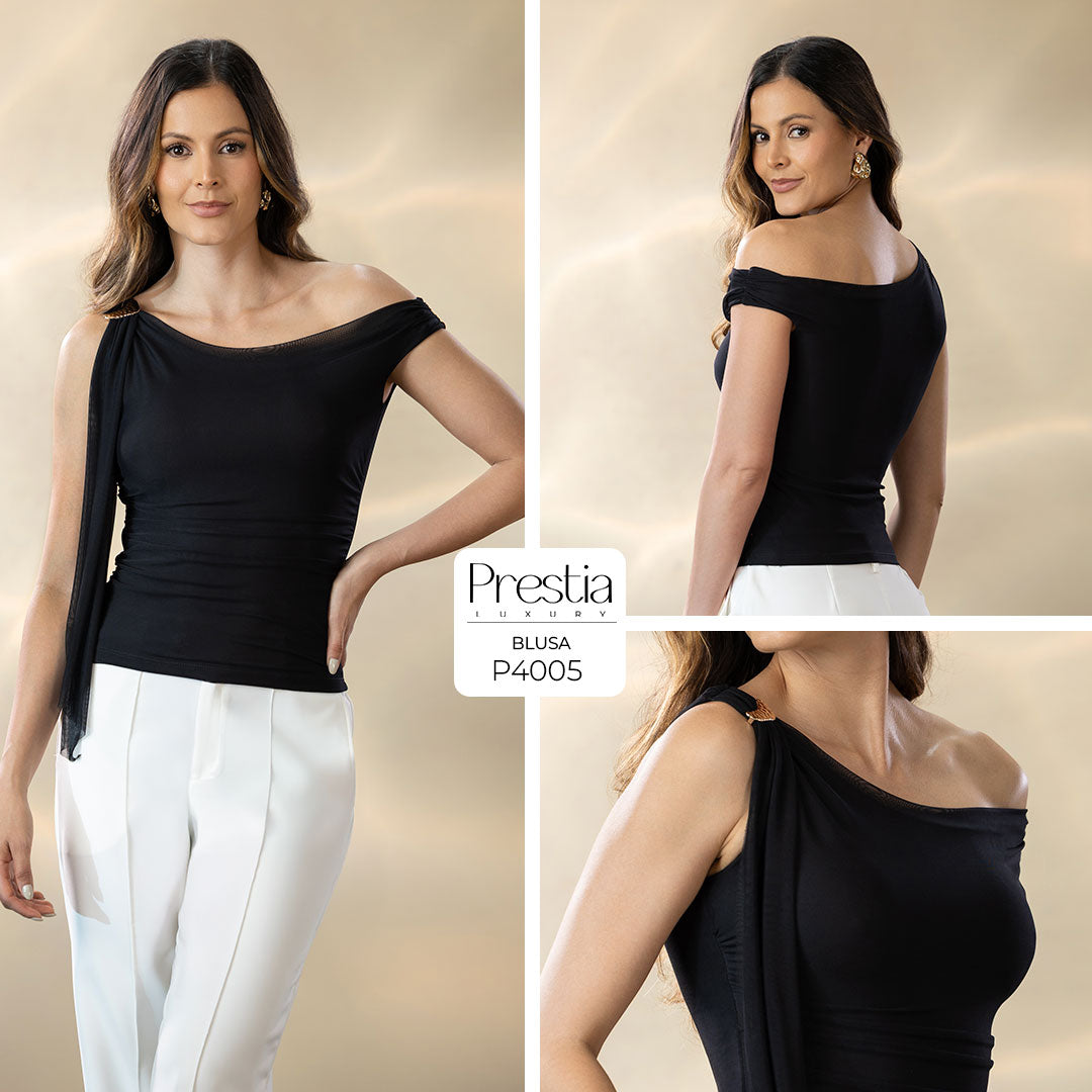 P4005 BLUSA MALLA NEGRO