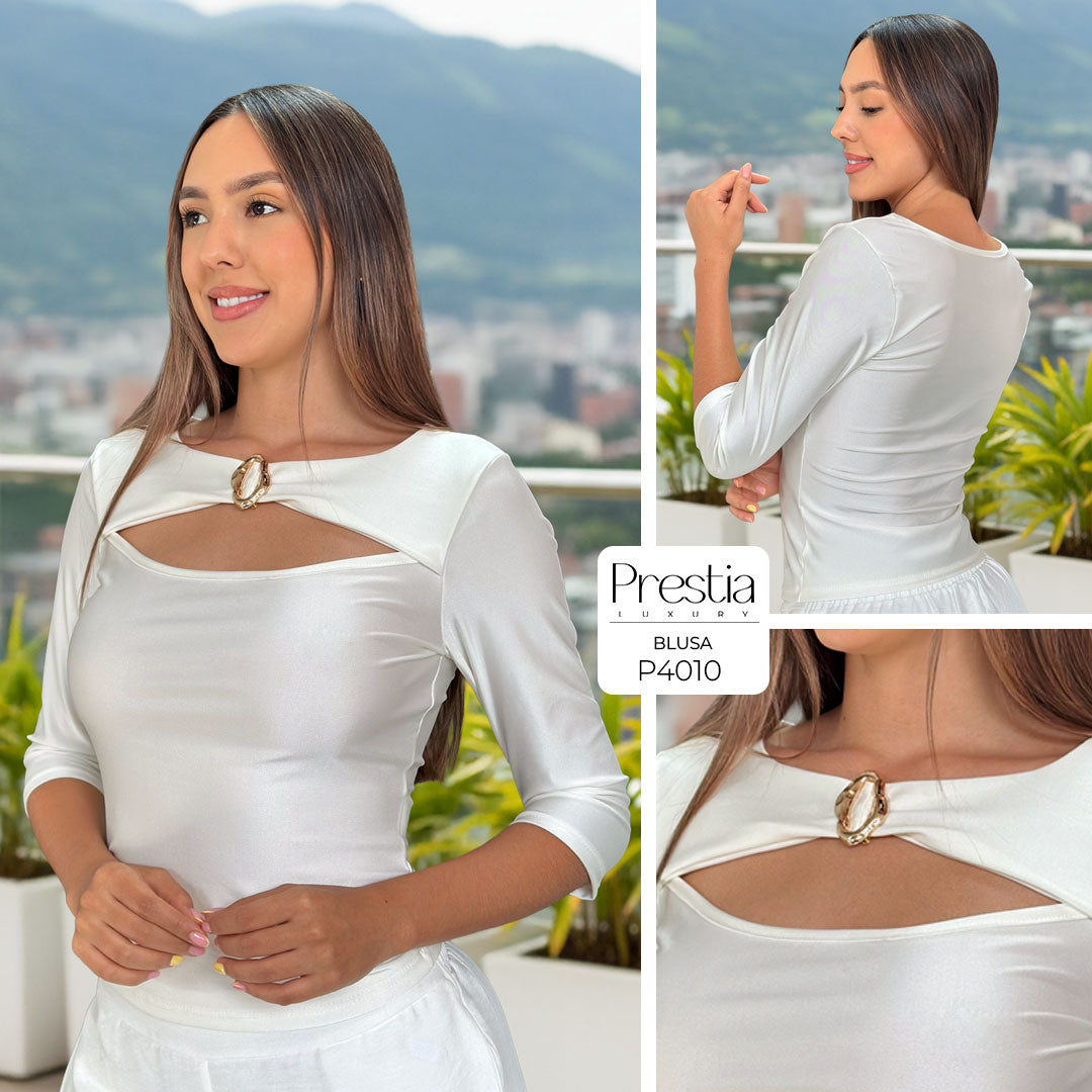 P4010 BLUSA POLIESTER SHAKIRA MARFIL