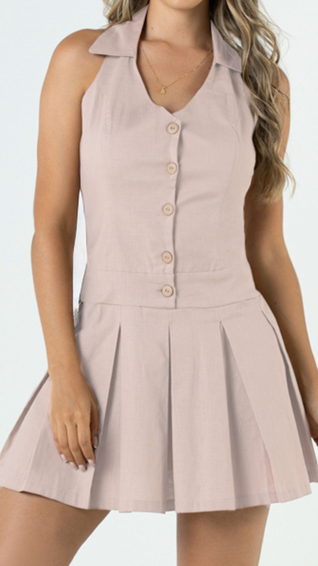 P74367 VESTIDO LINO CAMEL