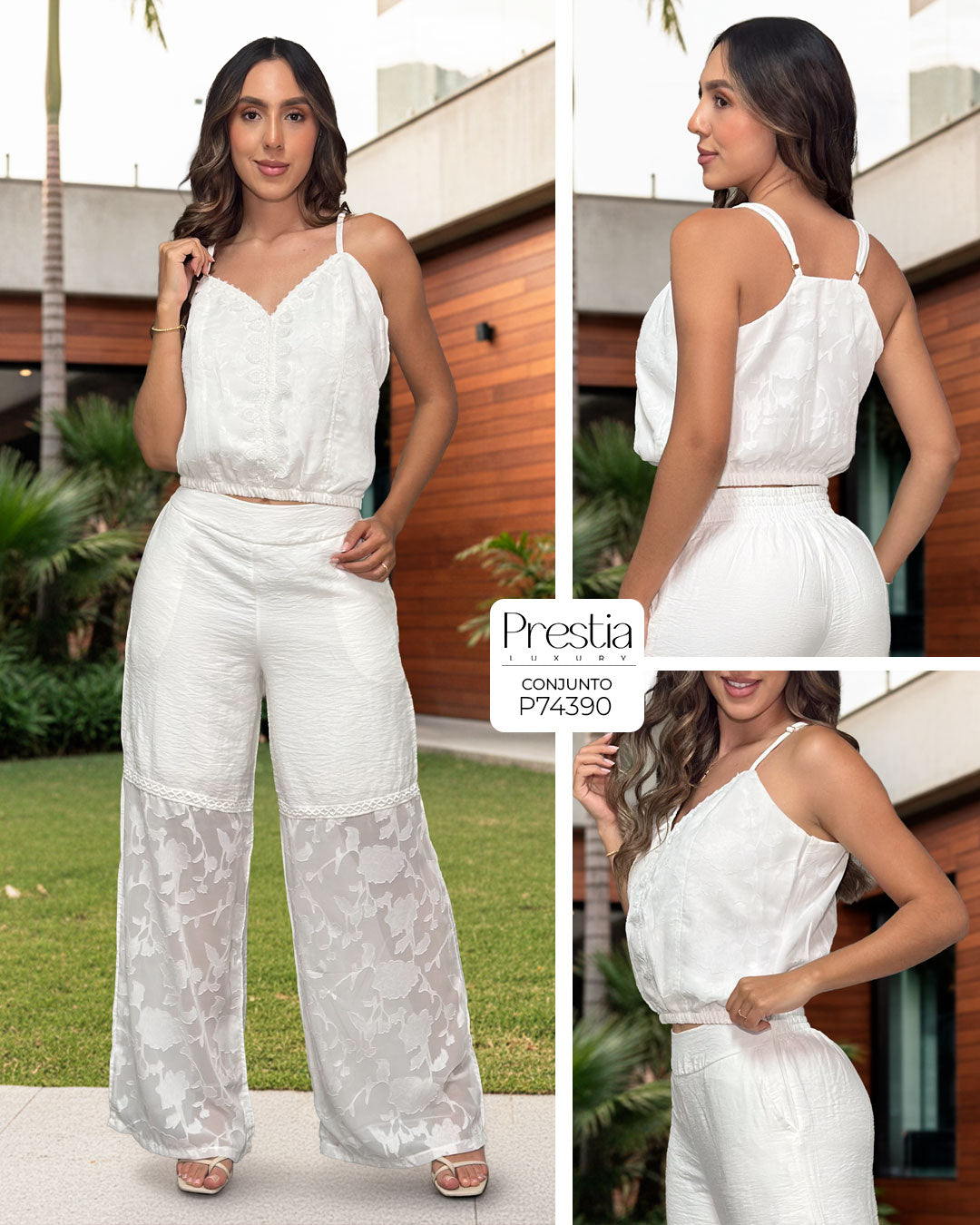 P74390 CONJUNTO CHIFON MARFIL