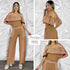 P74409 CONJUNTO LINO BORDADO OCRE