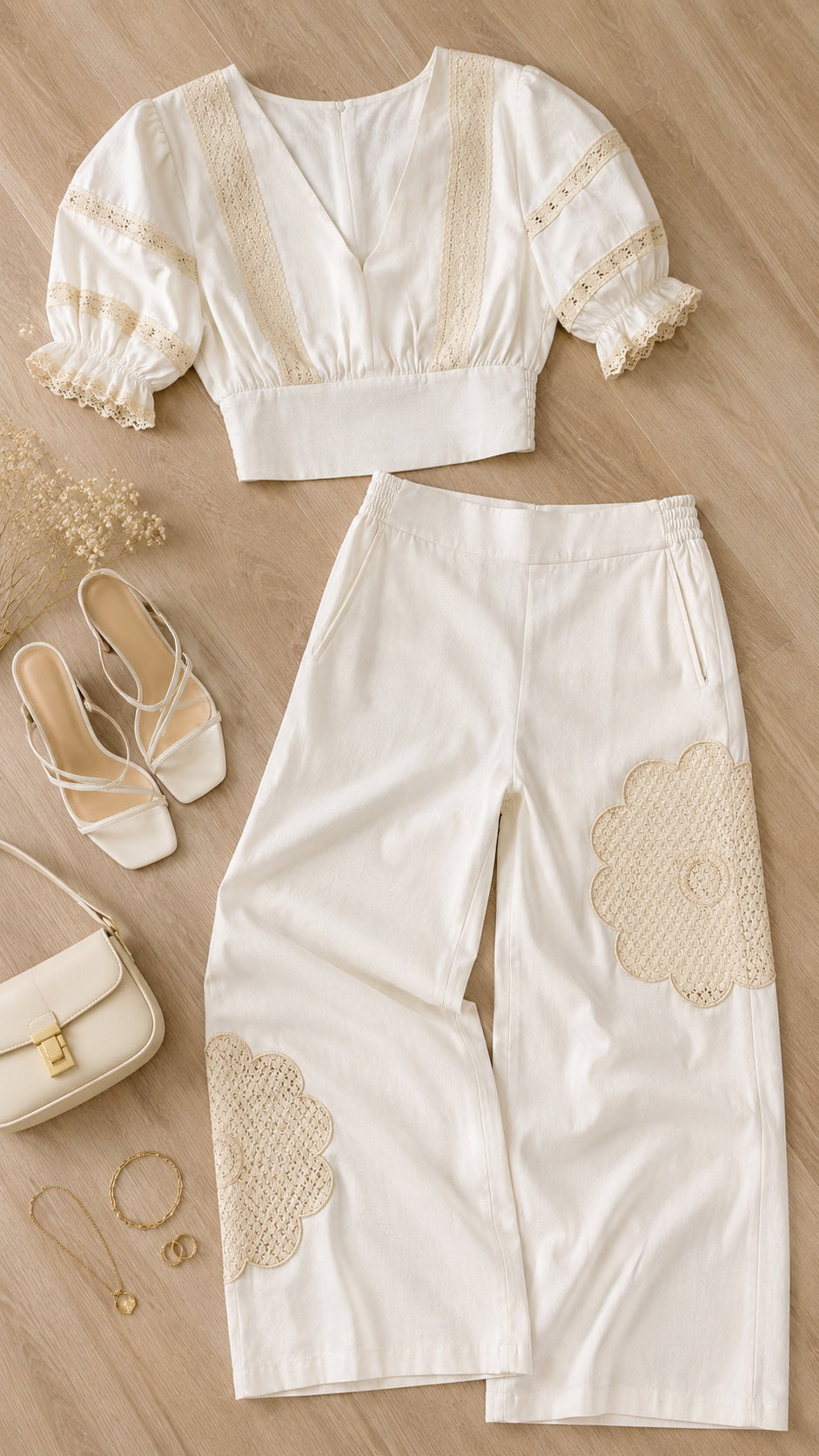 P74420 CONJUNTO LINO RAYON NATURAL MARFIL