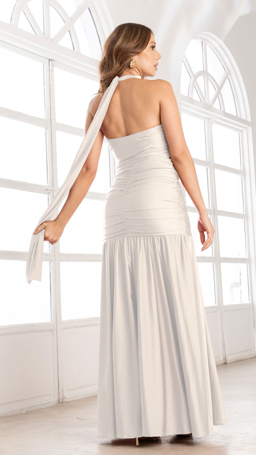P74508 VESTIDO LICRA DESTELLANTE MARFIL
