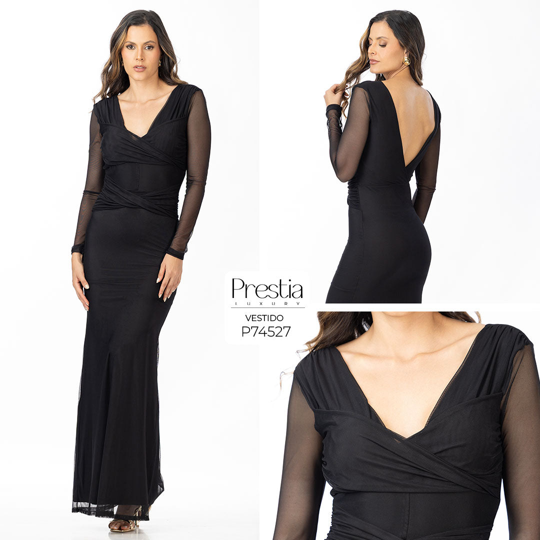 P74527 VESTIDO MALLATEX NEGRO