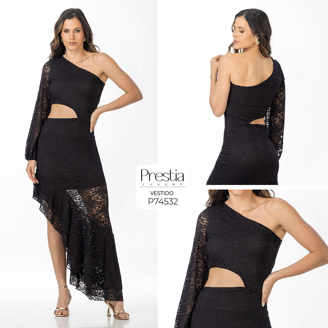 P74532 VESTIDO BLONDA NEGRO