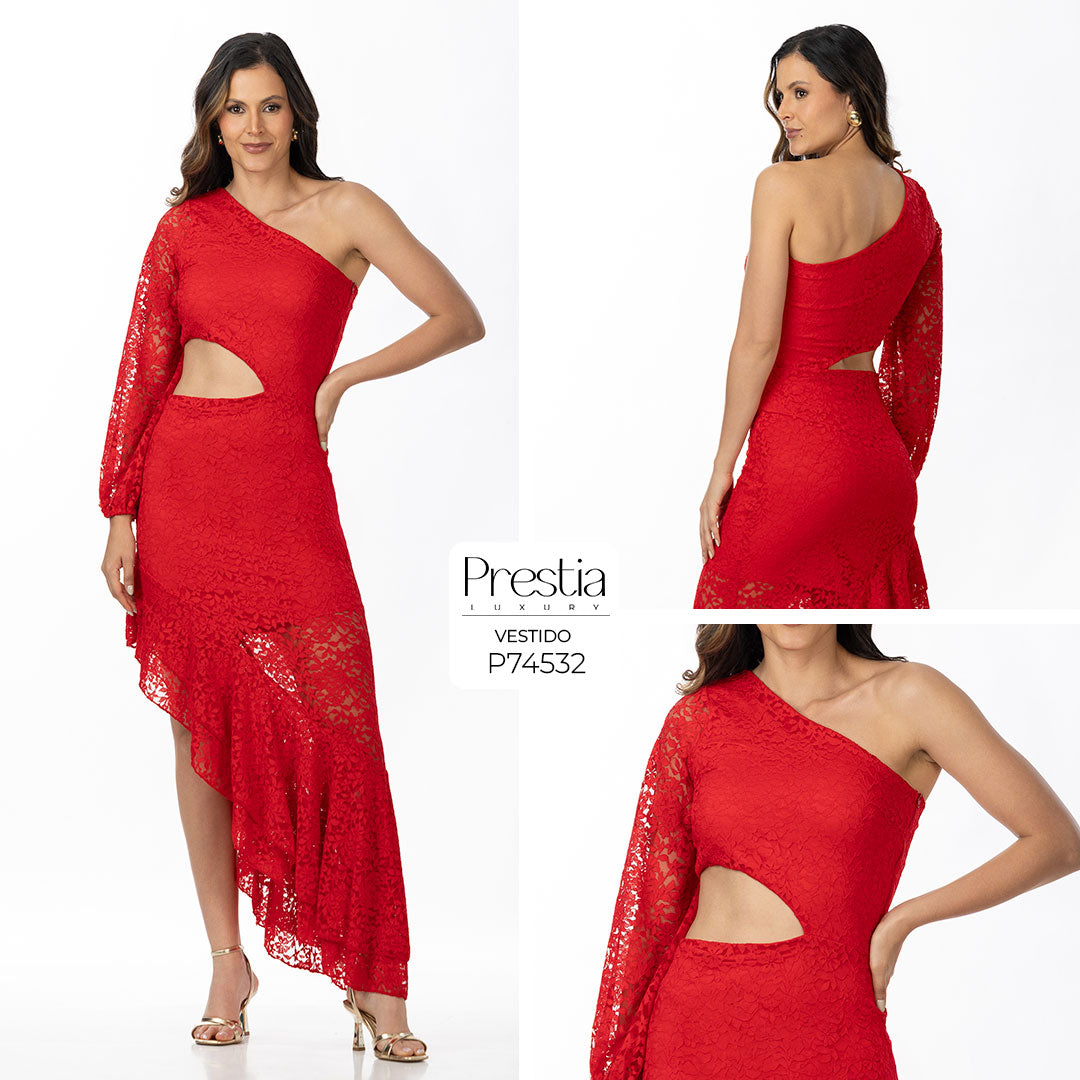 P74532 VESTIDO BLONDA ROJO