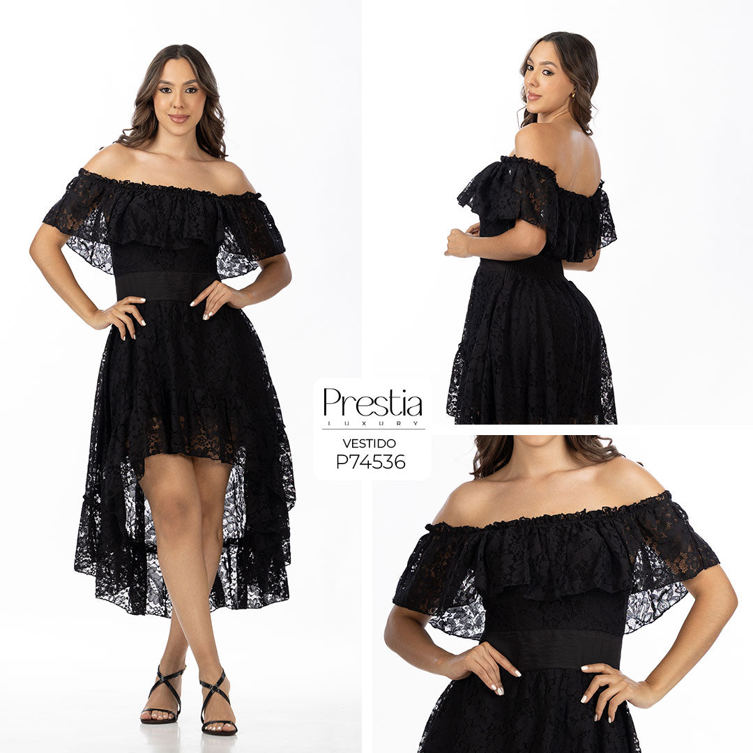 P74536 VESTIDO BLONDA NEGRO