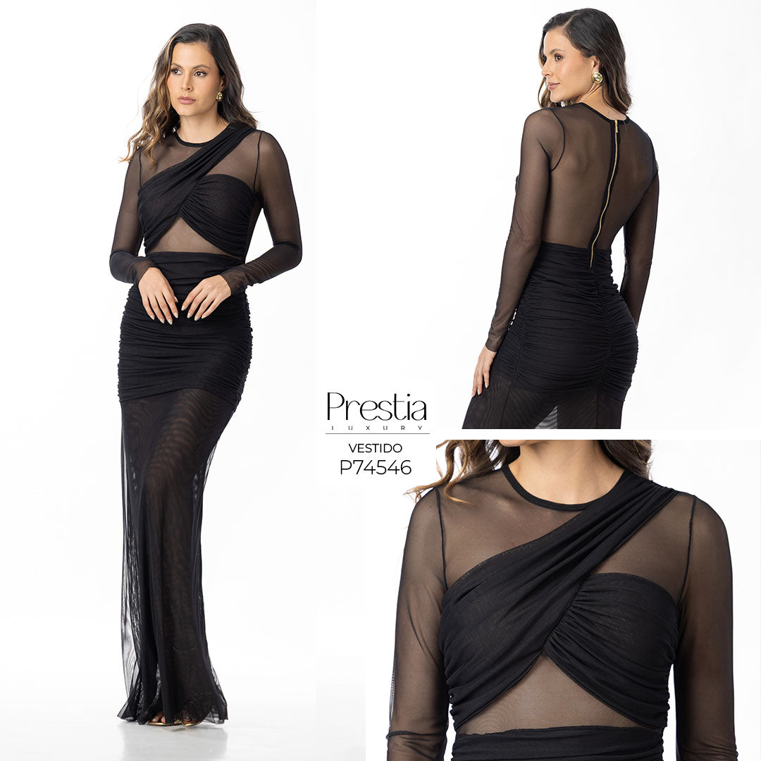 P74546 VESTIDO MALLATEX NEGRO