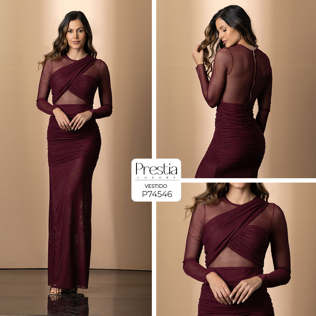 P74546 VESTIDO MALLATEX VINOTINTO