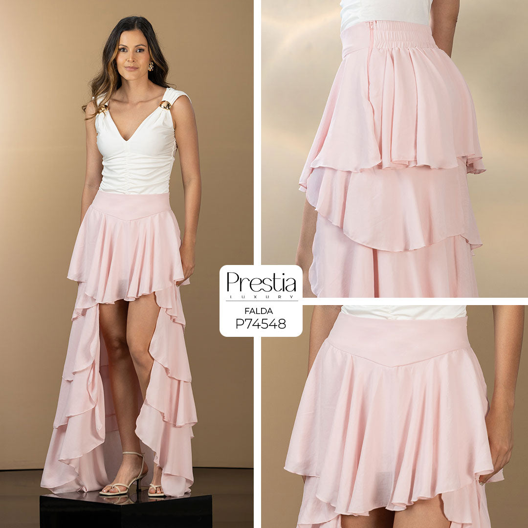 P74548 FALDA CHIFON PALO DE ROSA