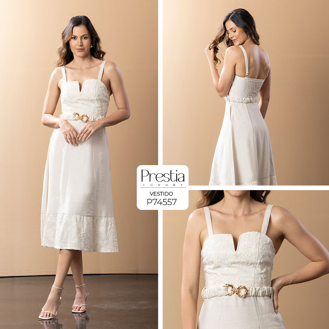 P74557 VESTIDO LINO POLIETER CAMEL