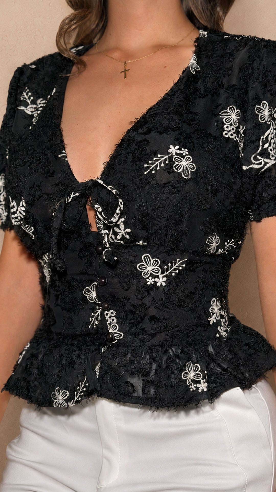 P74617 CONJUNTO LINO BORDADO NEGRO