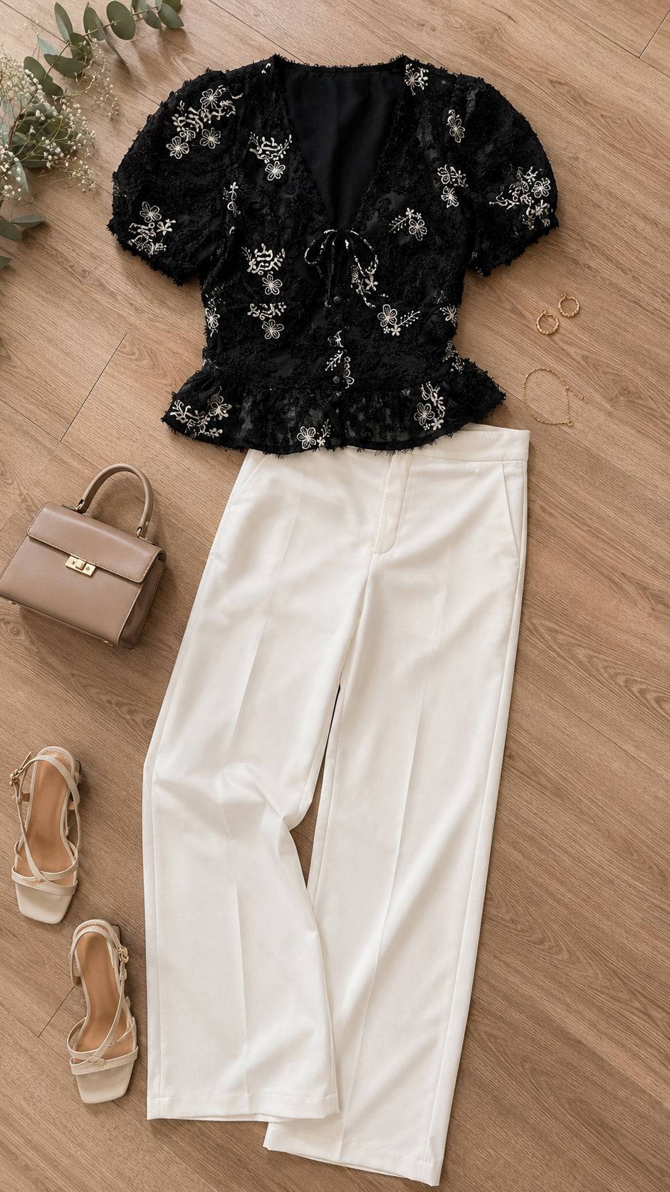 P74617 CONJUNTO LINO BORDADO NEGRO