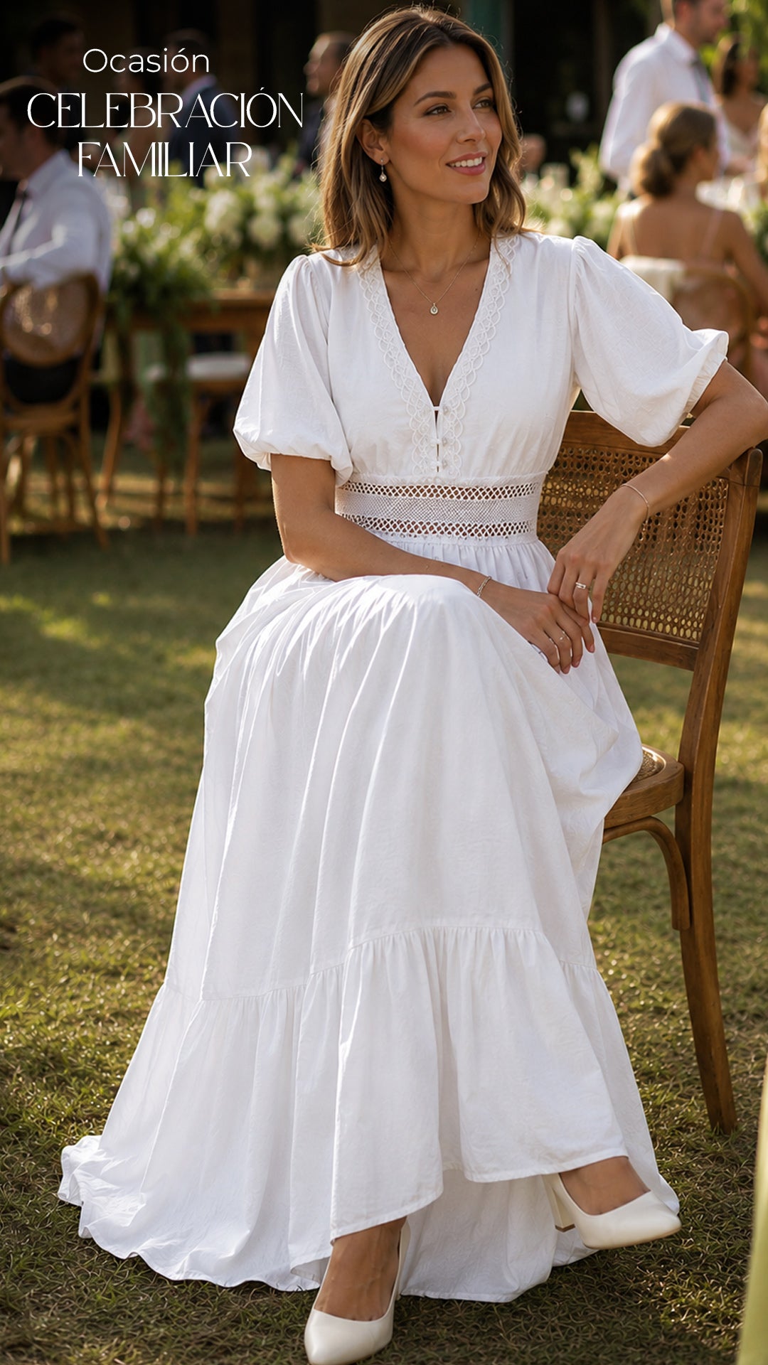 P74696 VESTIDO LINO POLIESTER MARFIL