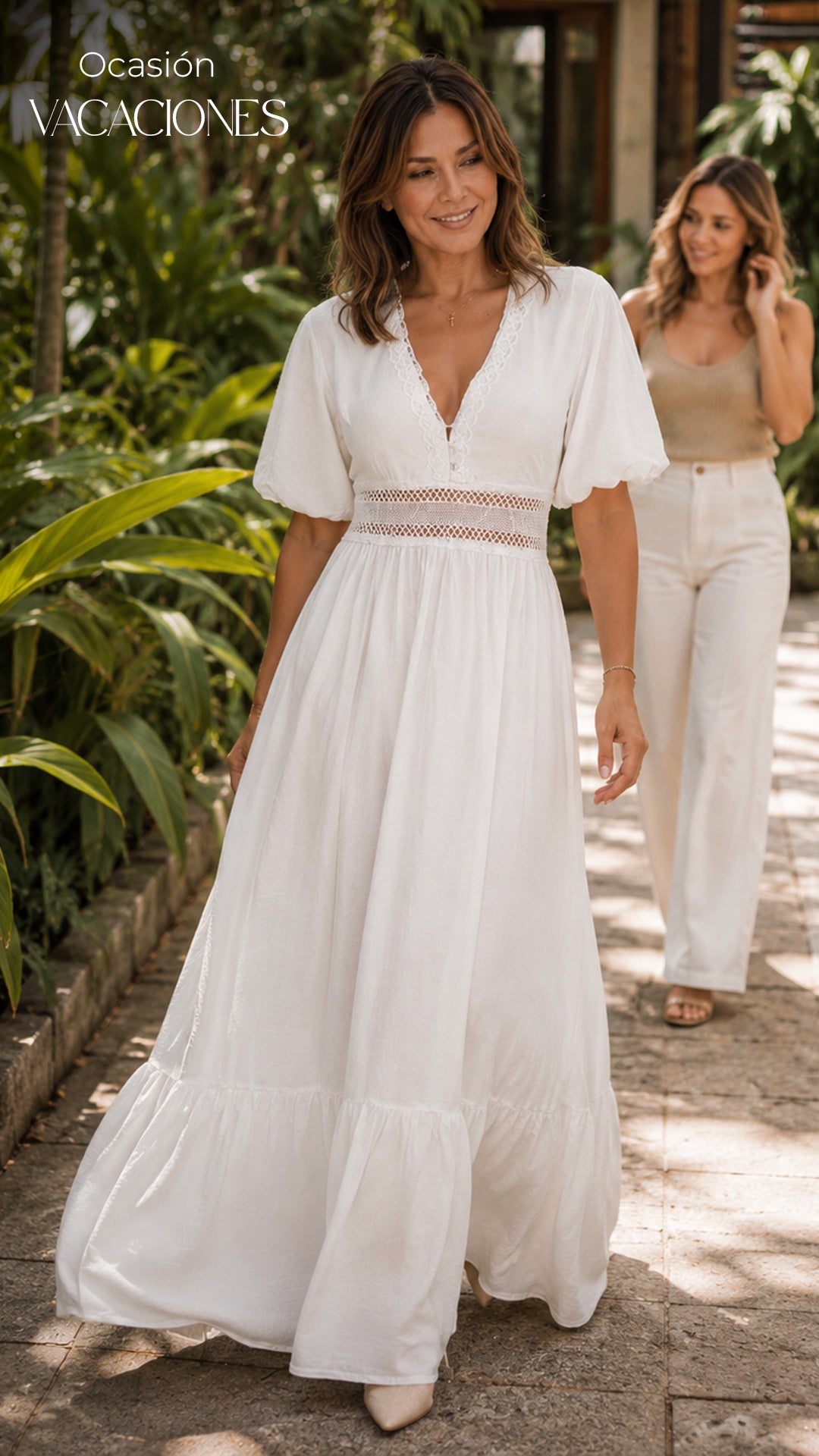 P74696 VESTIDO LINO POLIESTER MARFIL
