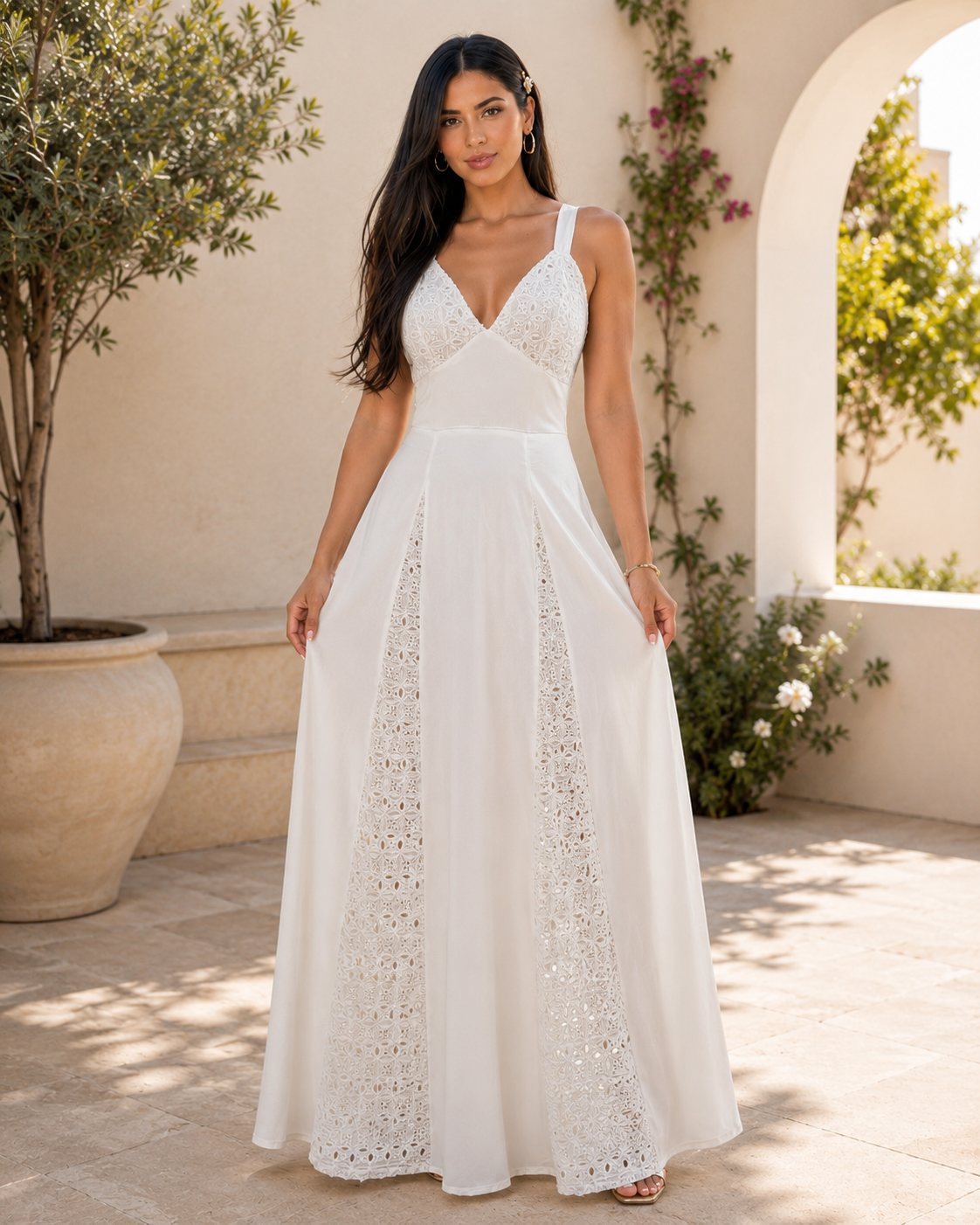P74742 VESTIDO POLIÉSTER ROSS OJALILLO MARFIL