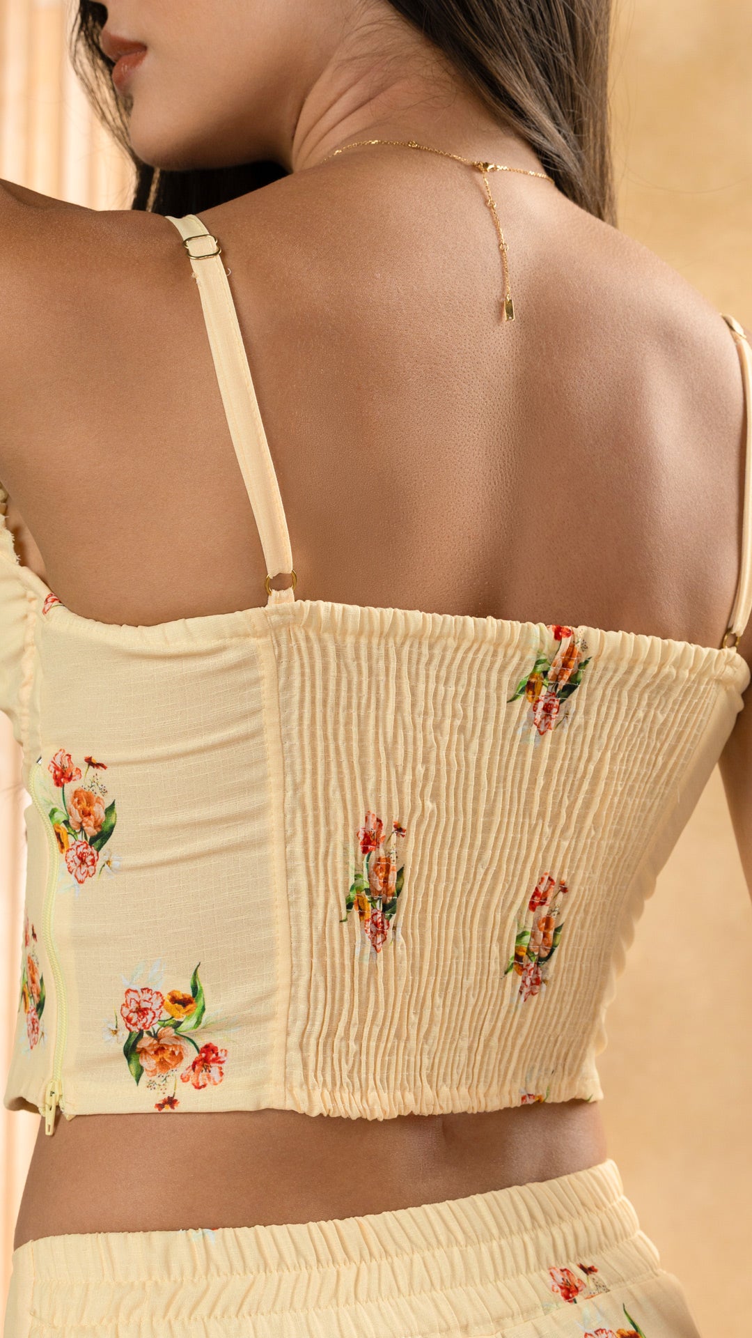 P74746 CONJUNTO LINO ESTAMPADO AMARILLO