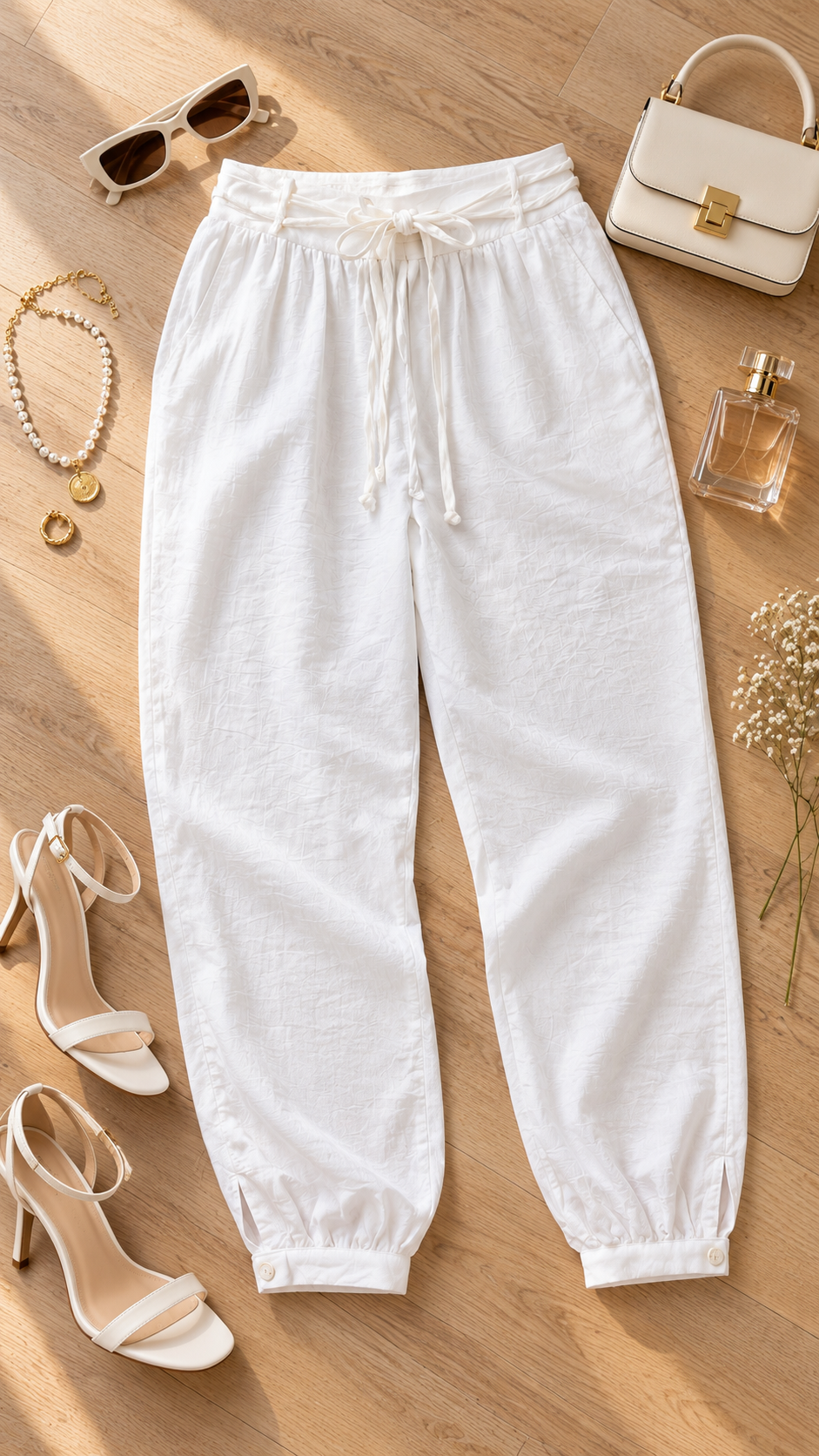 P74680 PANTALON LINO POLIESTER MARFIL