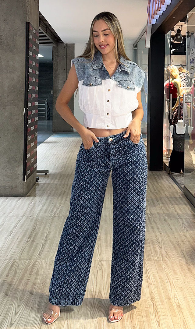 P74354 PANTALÓN INDIGO HUECOS AZUL