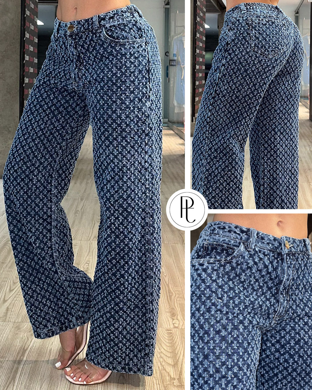 P74354 PANTALÓN INDIGO HUECOS AZUL