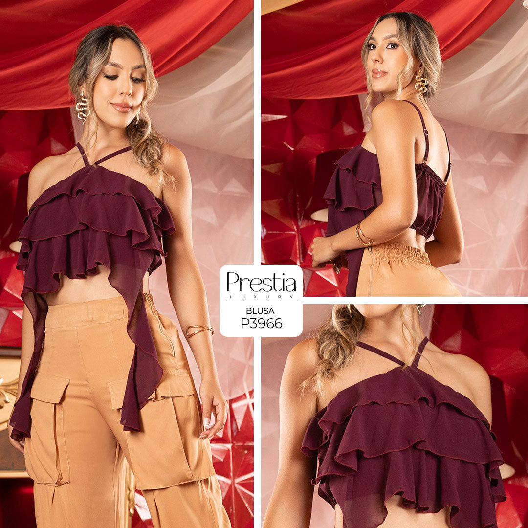 P3966 BLUSA CHIFON VINOTINTO