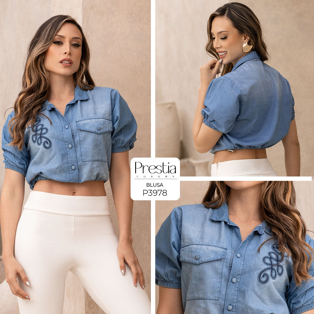 P3978 CAMISA CHAMBRAY AZUL