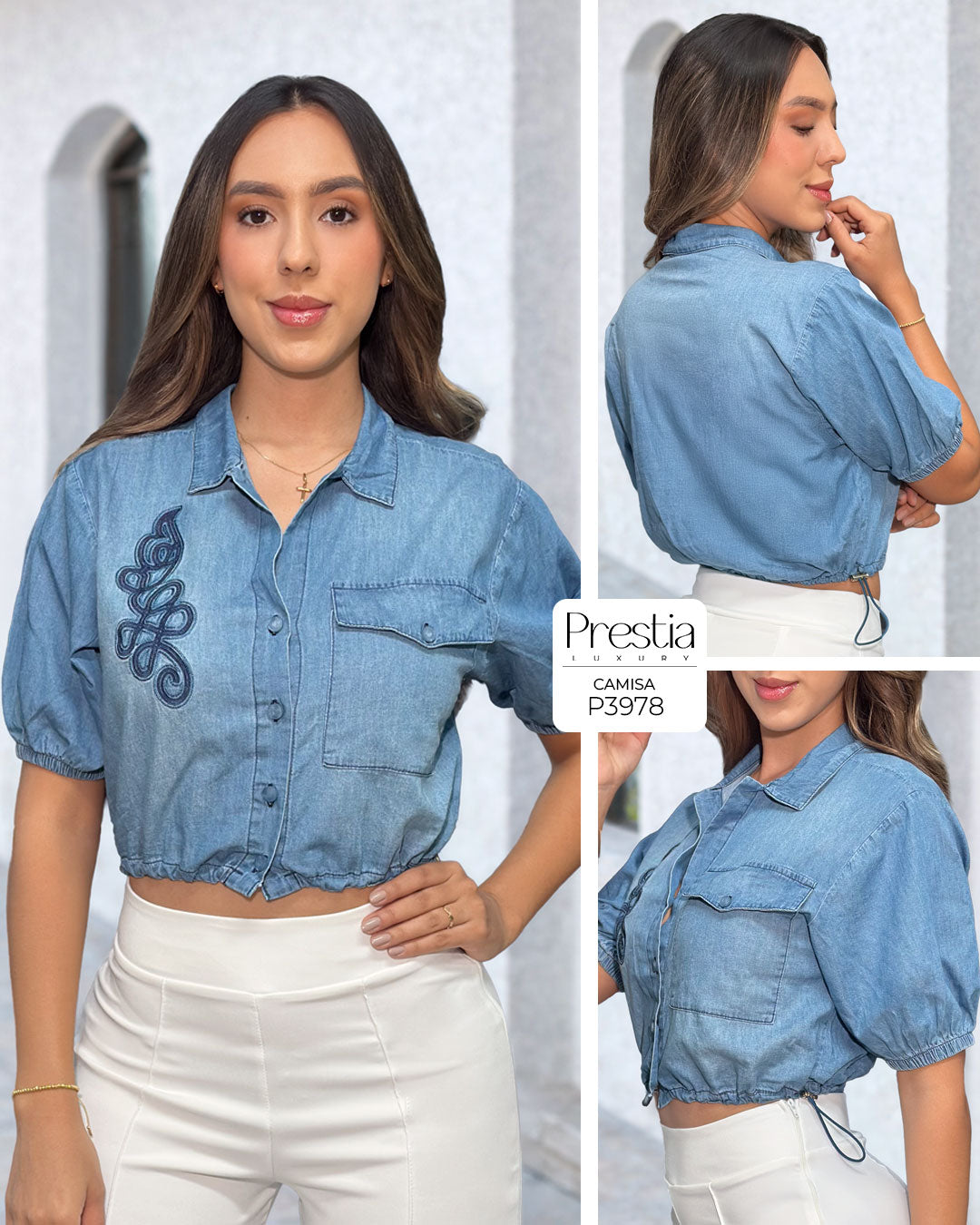 P3978 CAMISA CHAMBRAY AZUL
