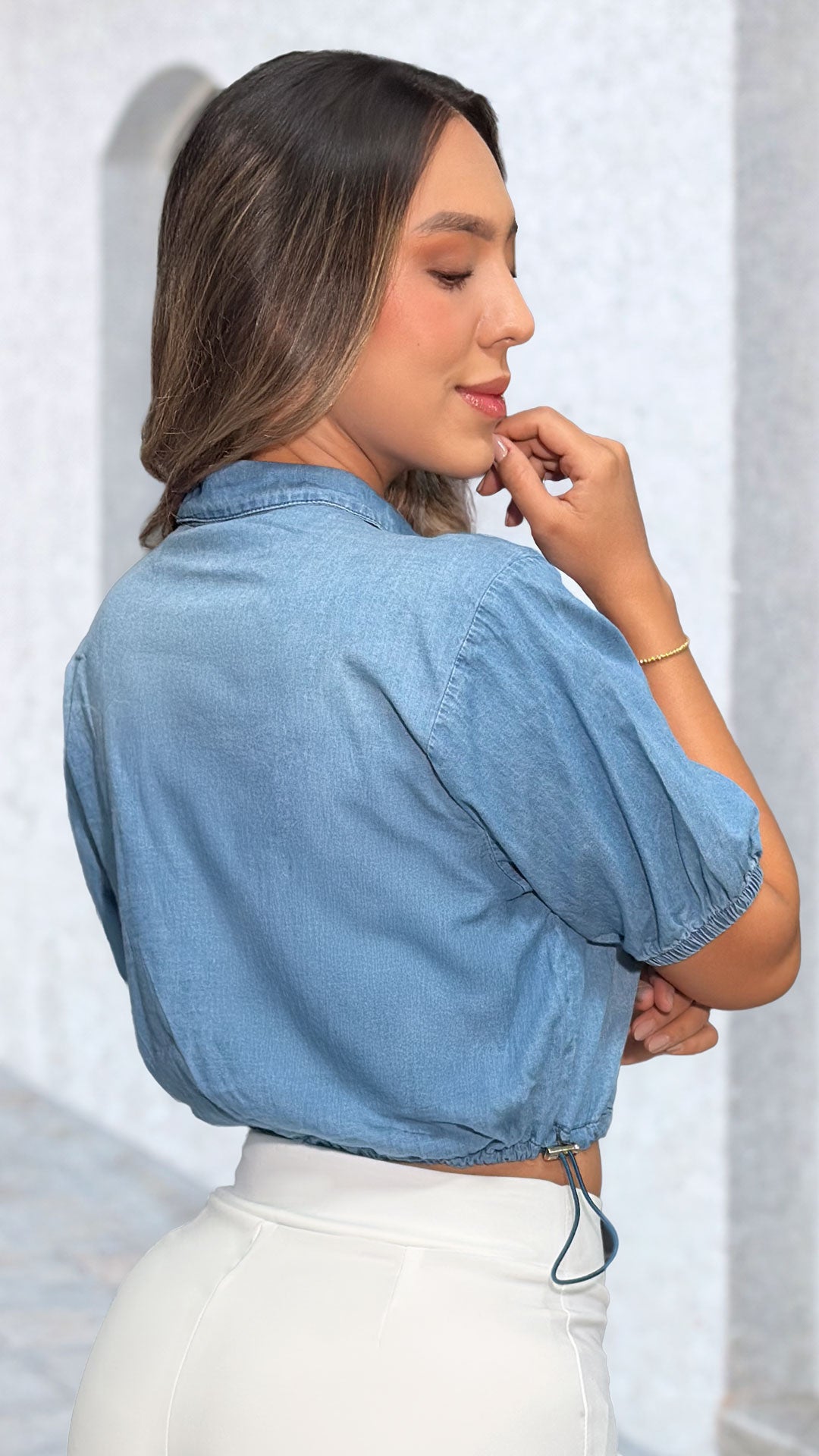 P3978 CAMISA CHAMBRAY AZUL