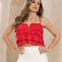 P3979 BLUSA TULL BORDADO ROJO