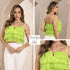 P3979 BLUSA TULL BORDADO VERDE LIMON