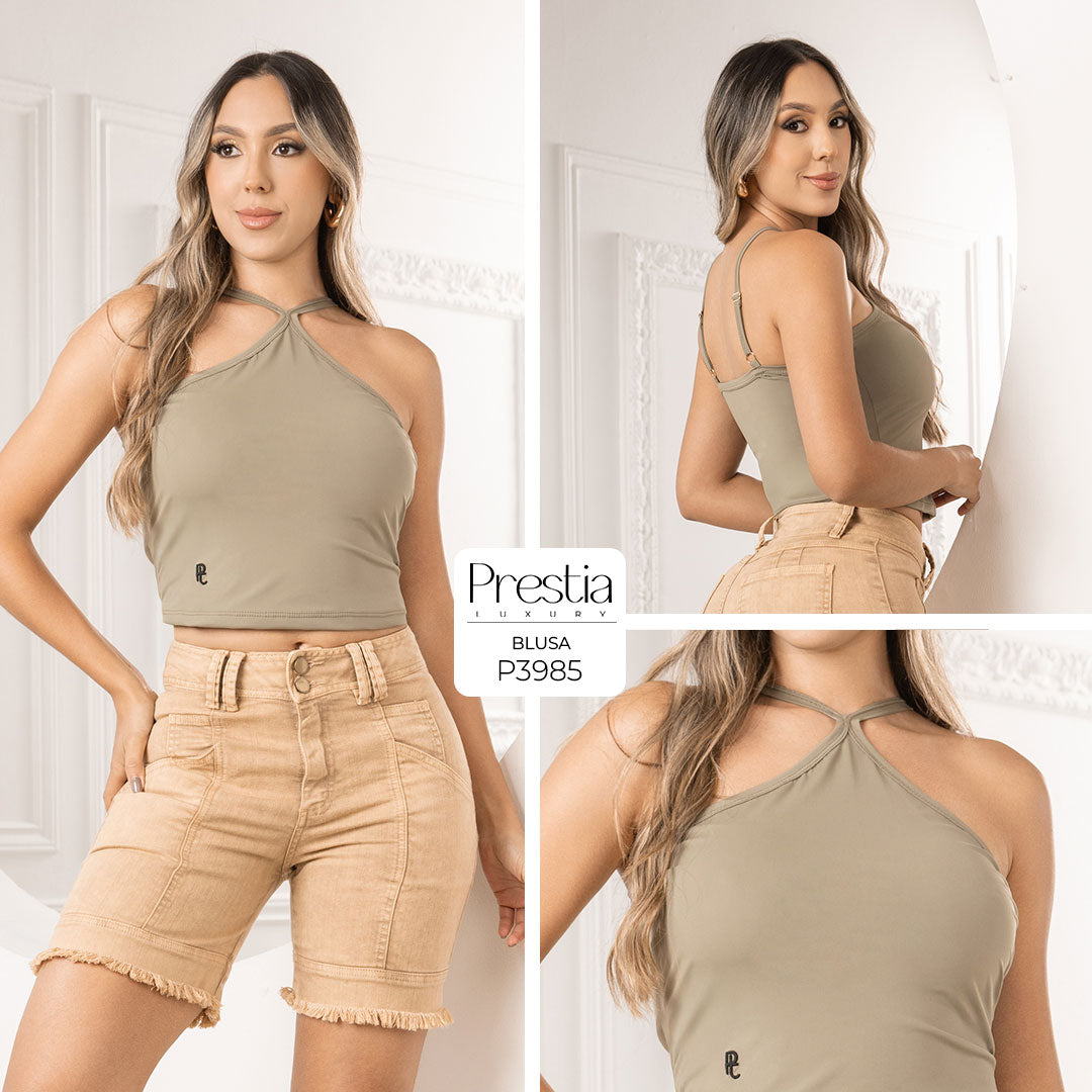P3985 BLUSA POLIESTER VERDE PISTACHO