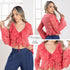 P3988 BLUSA MALLA BORDADA CORAL CLARO