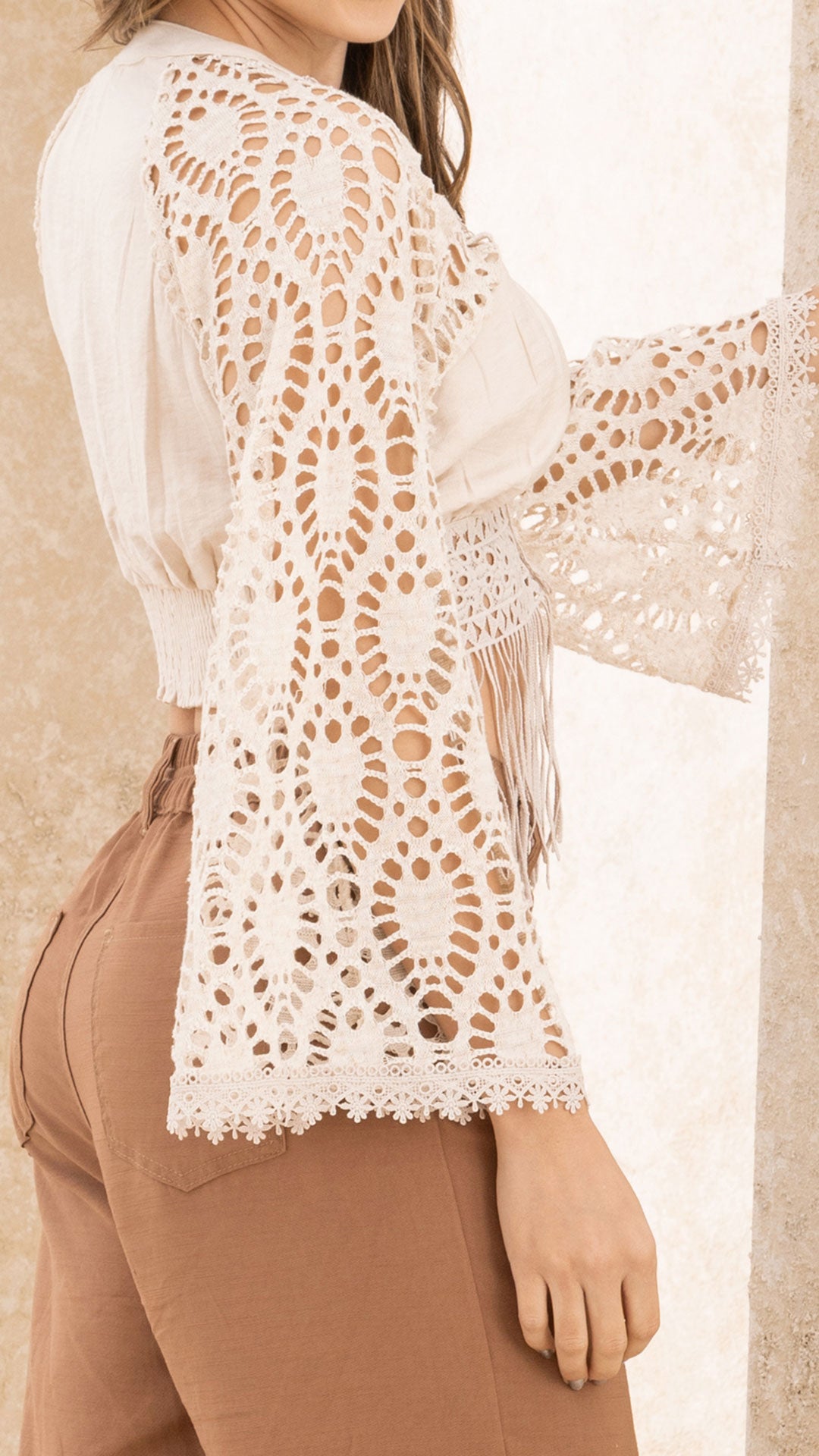 P3993 BLUSA MALLA SEMILLA CAMEL