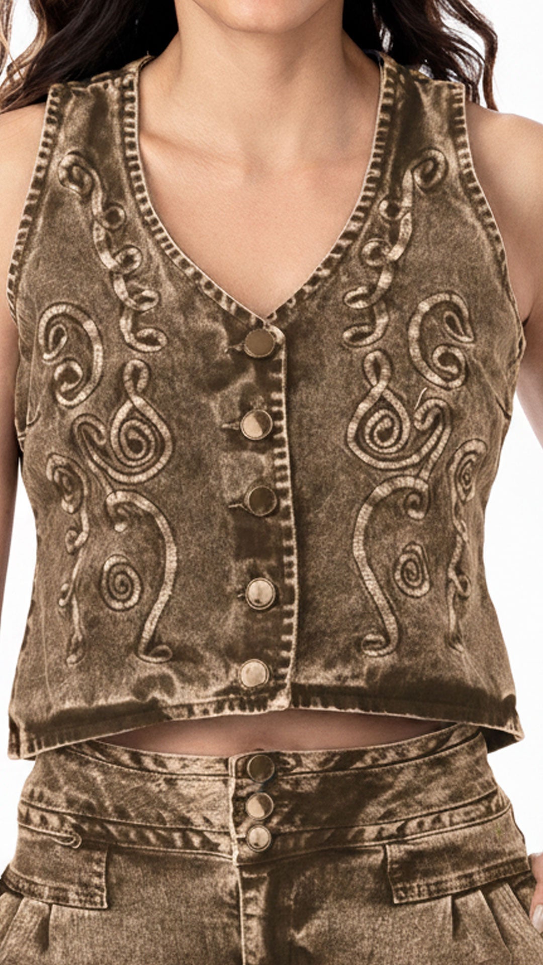 P3996 CHALECO DRILL MOKA