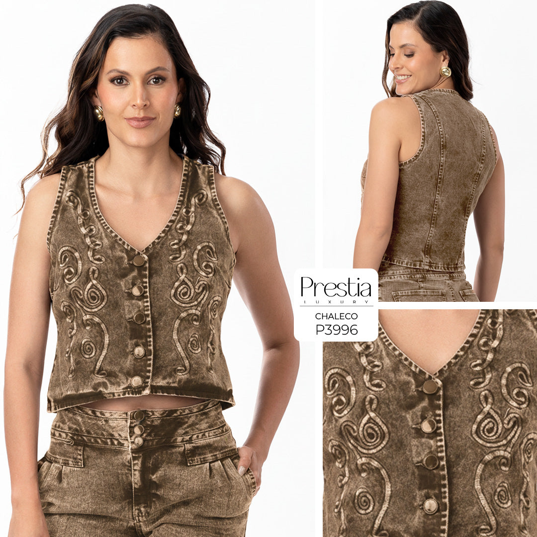 P3996 CHALECO DRILL MOKA