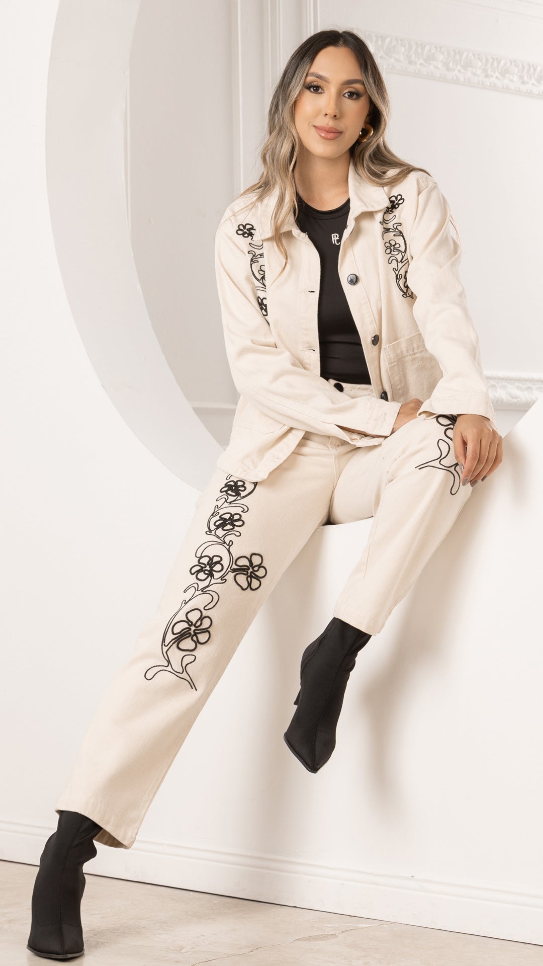 P3998 CHAQUETA DRILL CREMA