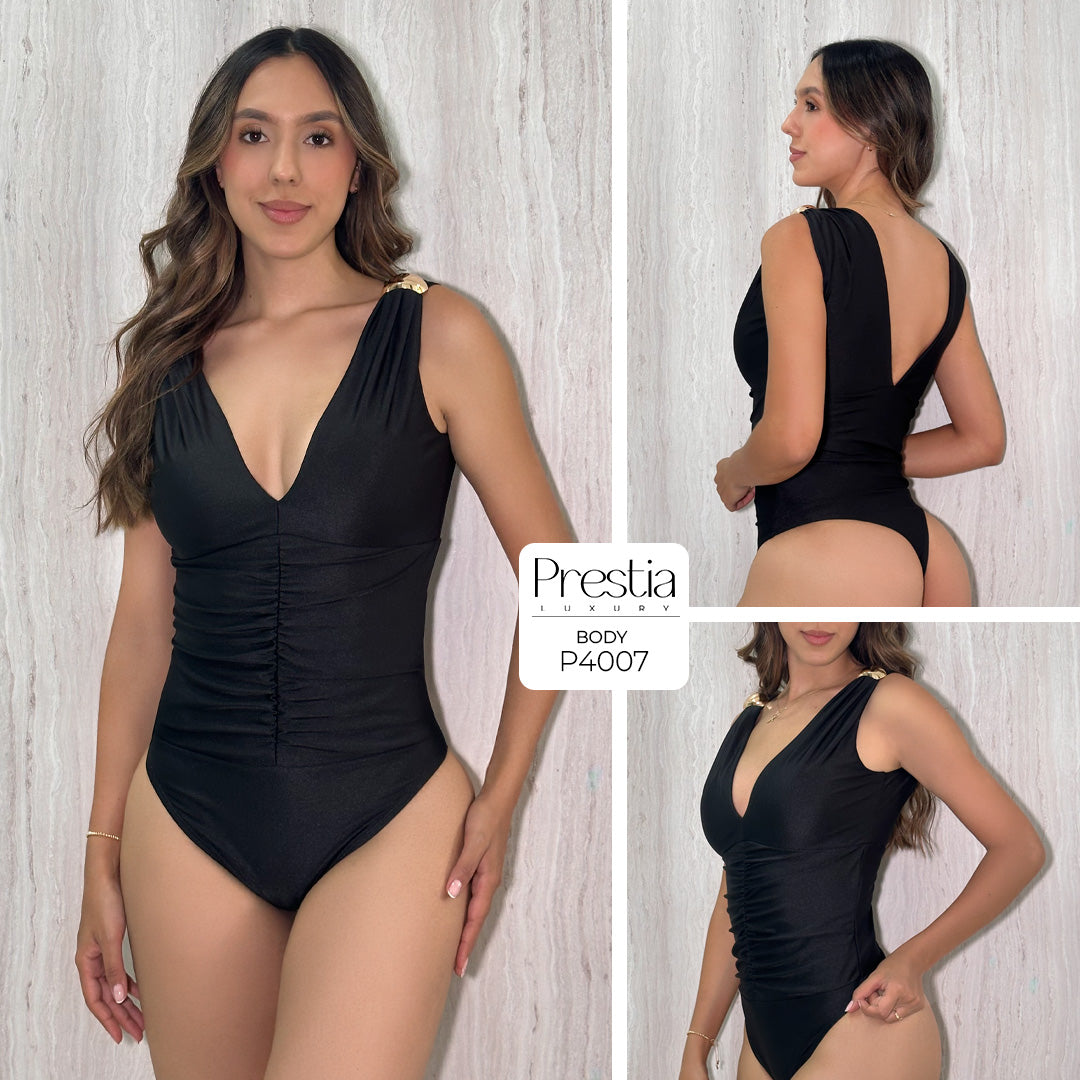 P4007 BODY LICRA DESTELLANTE NEGRO