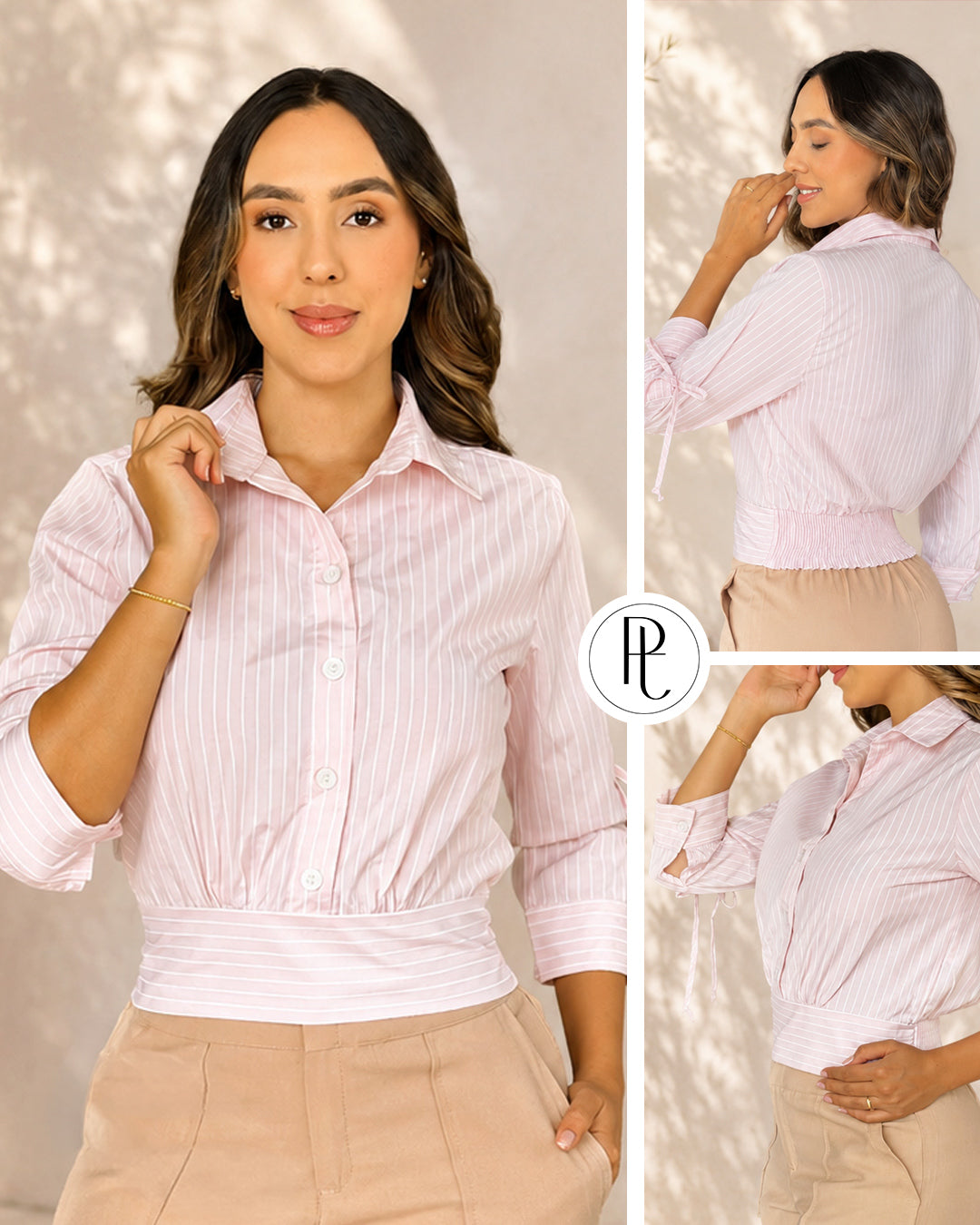 P4050 BLUSA POPELINA RAYAS ROSADO