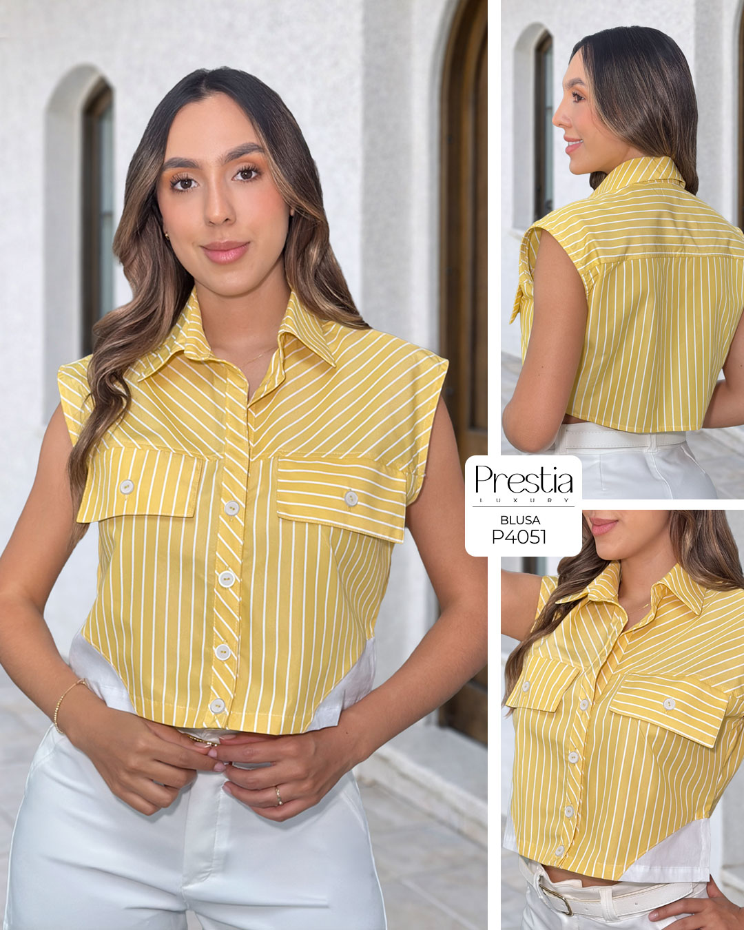 P4051 CAMISA POPELINA RAYAS AMARILLA