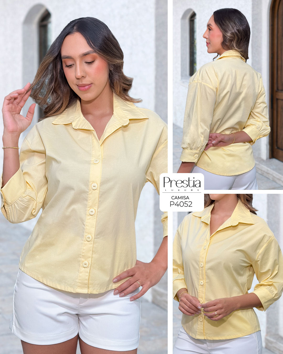 P4052 CAMISA POPELINA AMARILLO