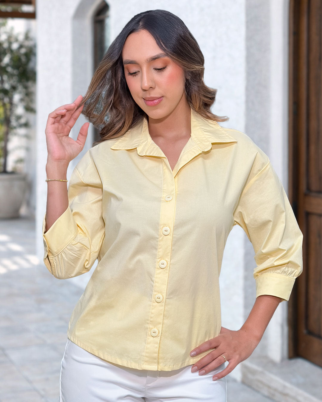 P4052 CAMISA POPELINA AMARILLO