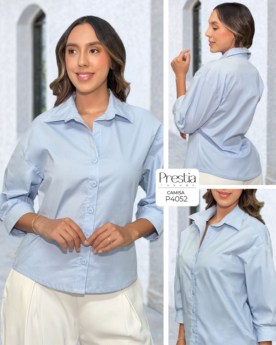 P4052 CAMISA POPELINA AZUL