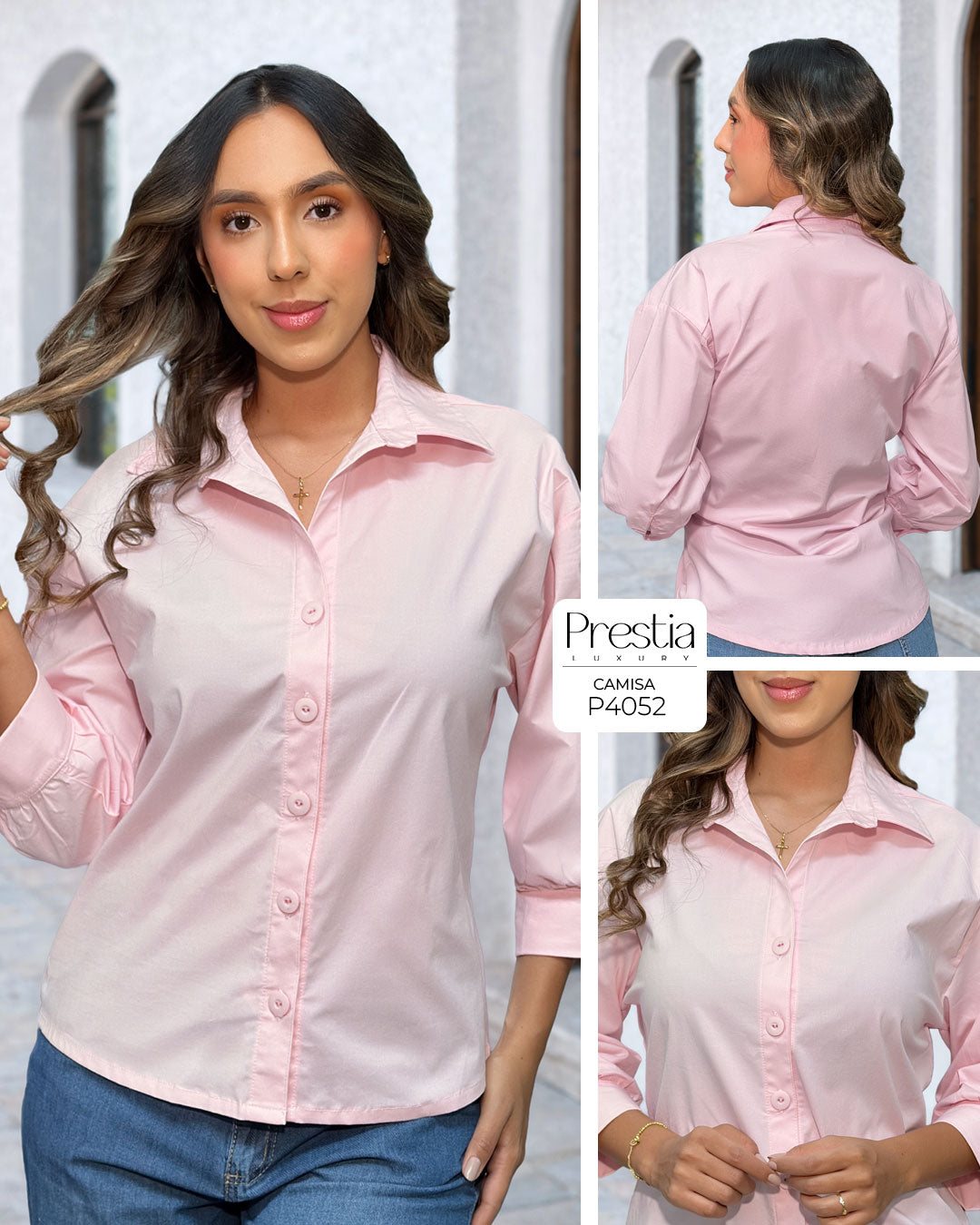 P4052 CAMISA POPELINA ROSADO