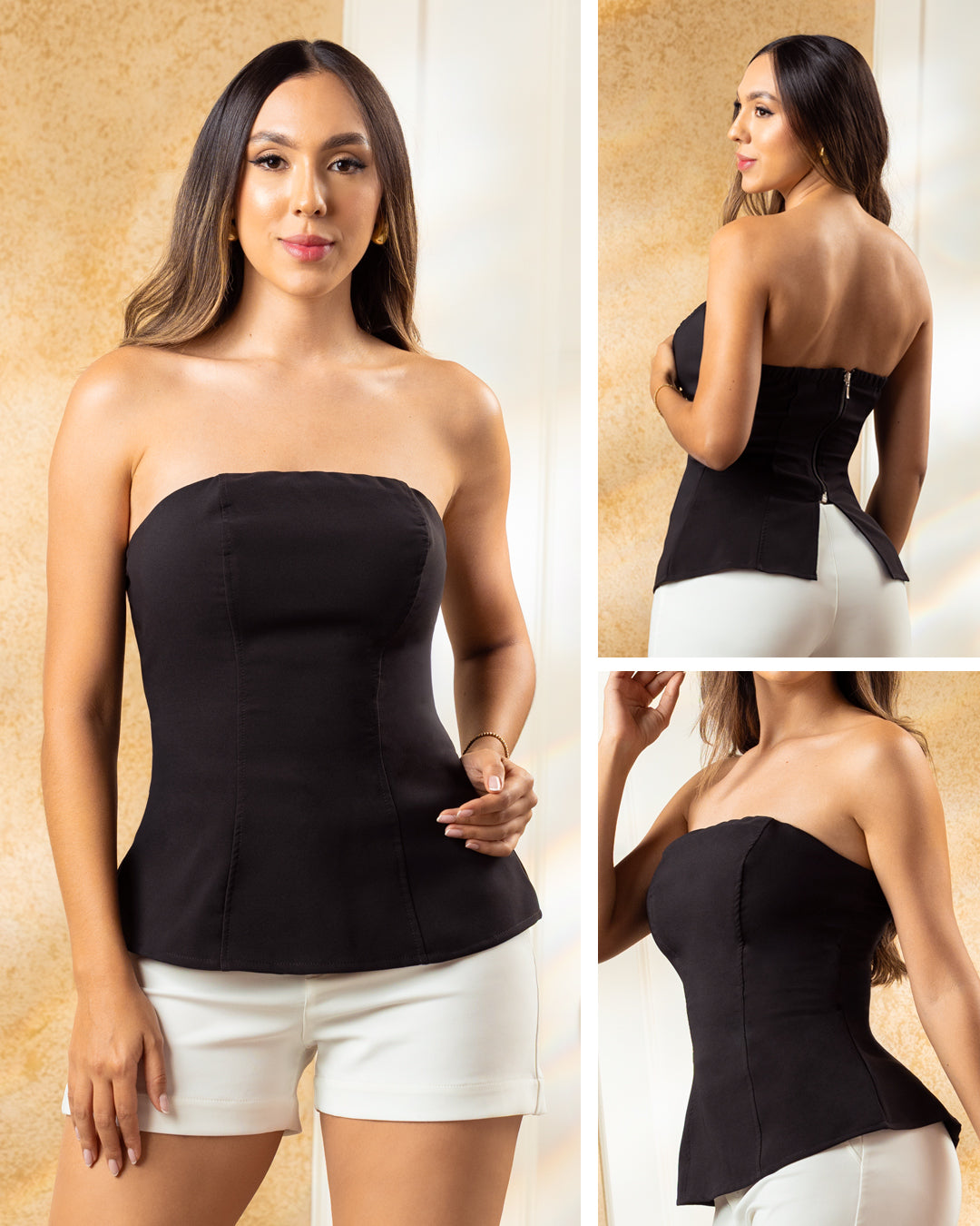 P4062 BLUSA STRAPLE NOCHES DE VIENA NEGRO