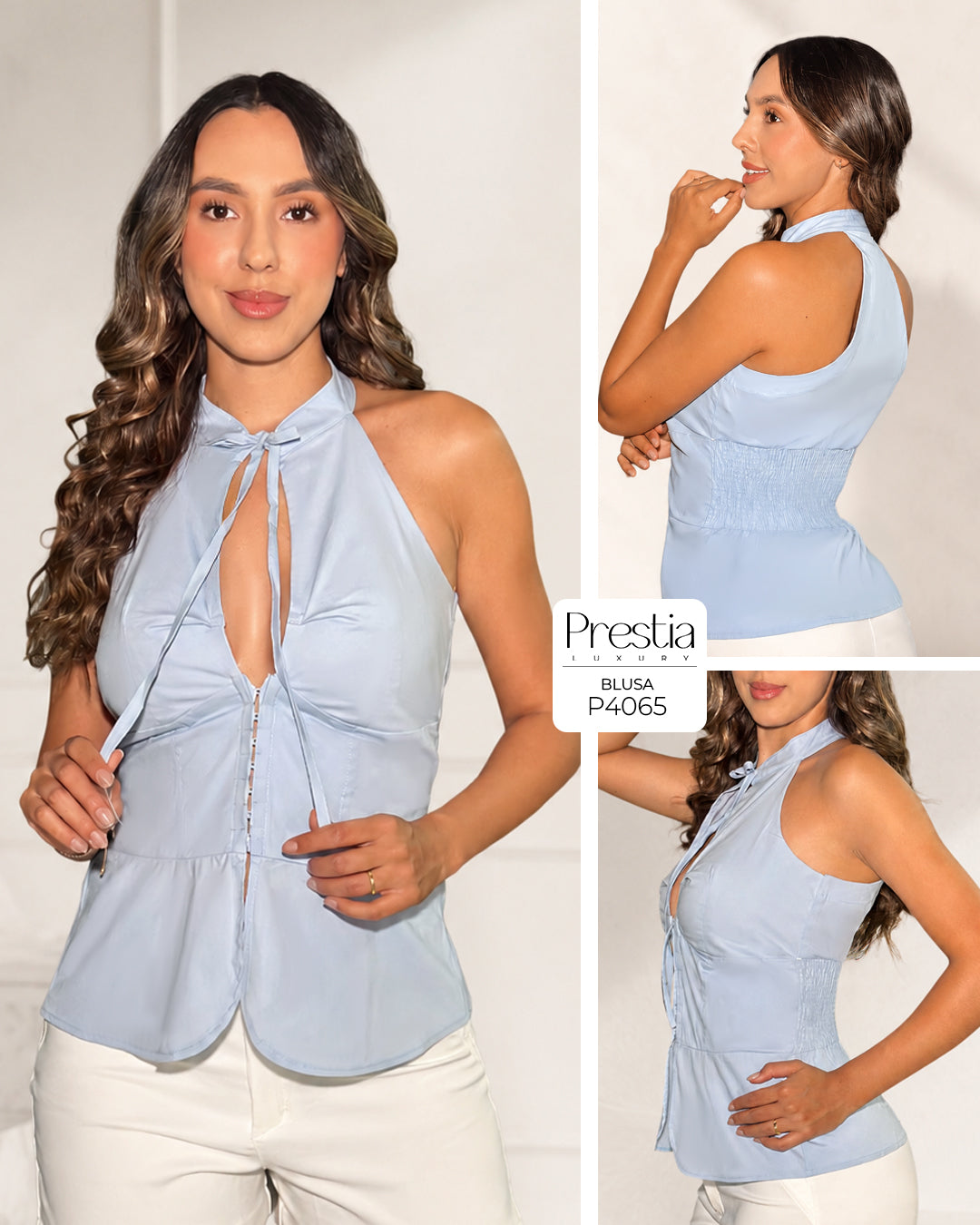 P4065 BLUSA POPELINA AZUL