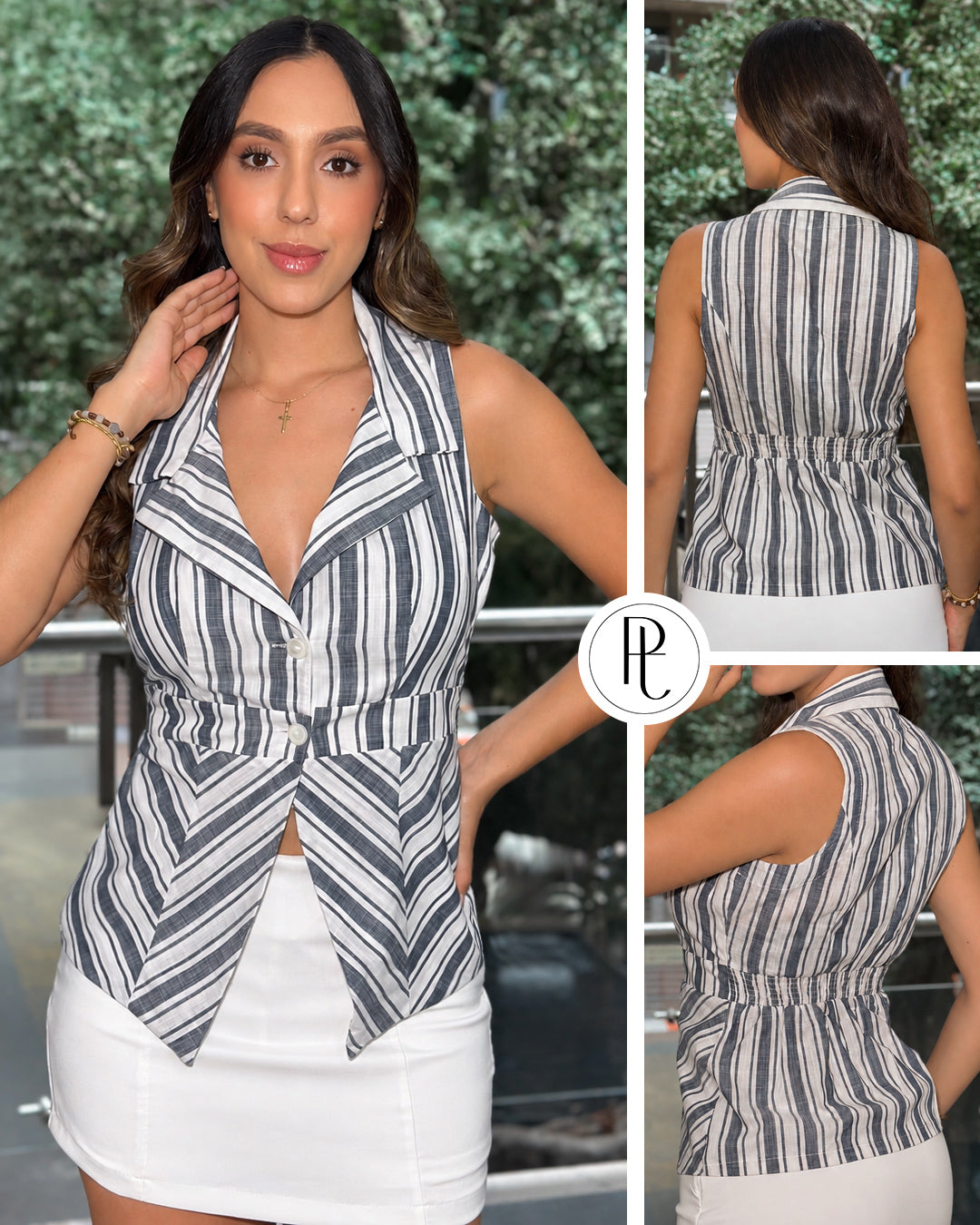P4075 CHALECO CHALIS RAYAS AZUL