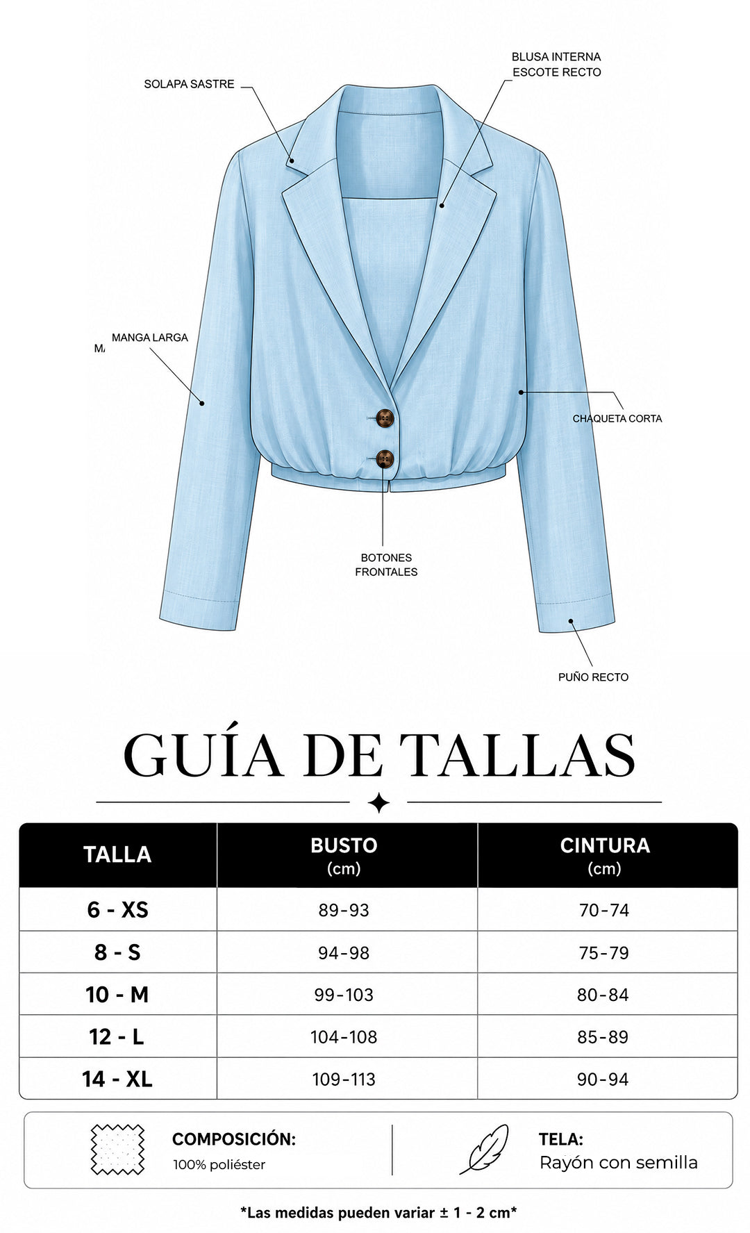 P4078 DUO CHAQUETA TOP FRESCURA AZUL