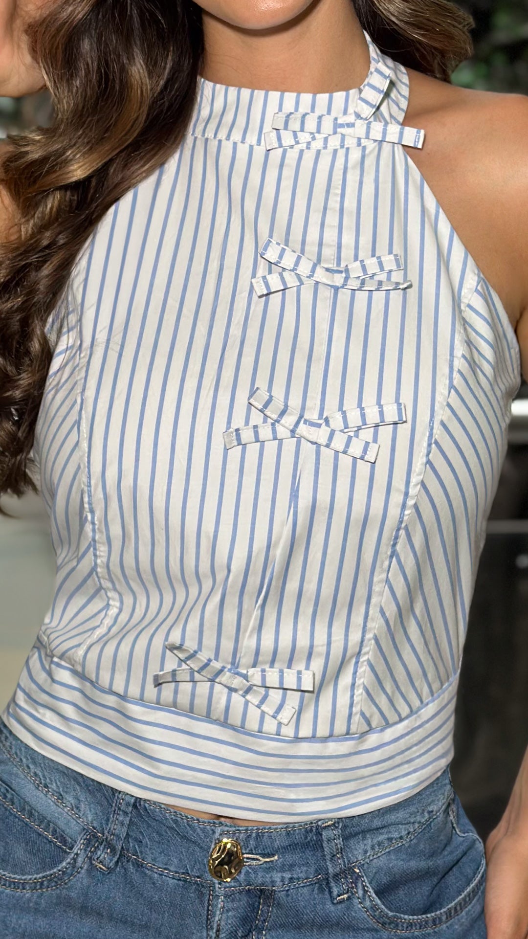 P4081 BLUSA CHALIS BLANCO RAYAS